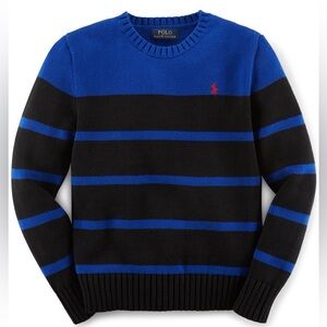 Polo Ralph Lauren Boys Kids Blue & Black Striped Long Sleeve Logo Sweater. 5. 5T